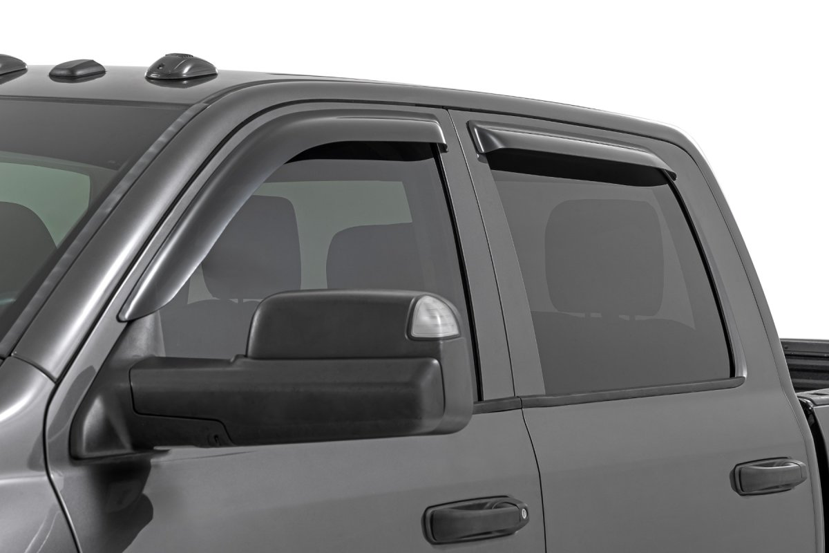 Ram 1500 Side Window Deflectors - Rough Country - Tape On Rain Guard - '09-'18